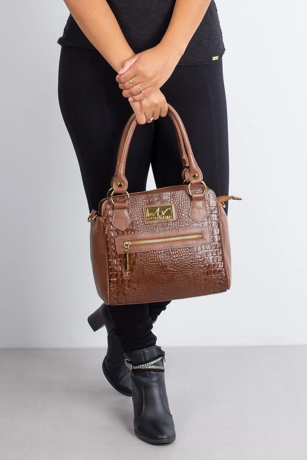 Bolsa de couro croco Amélia - Enluaze