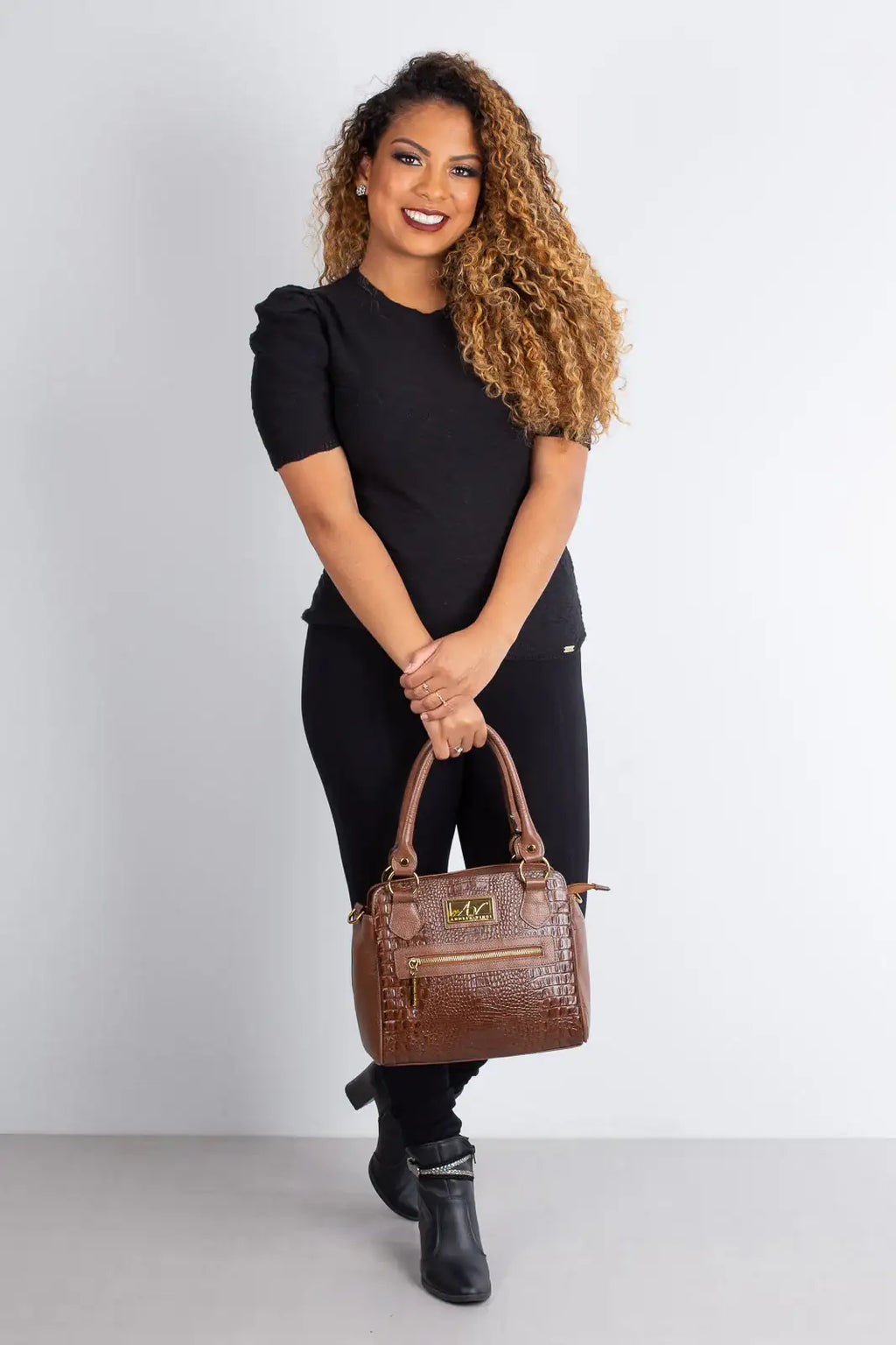 Bolsa de couro croco Amélia - Enluaze