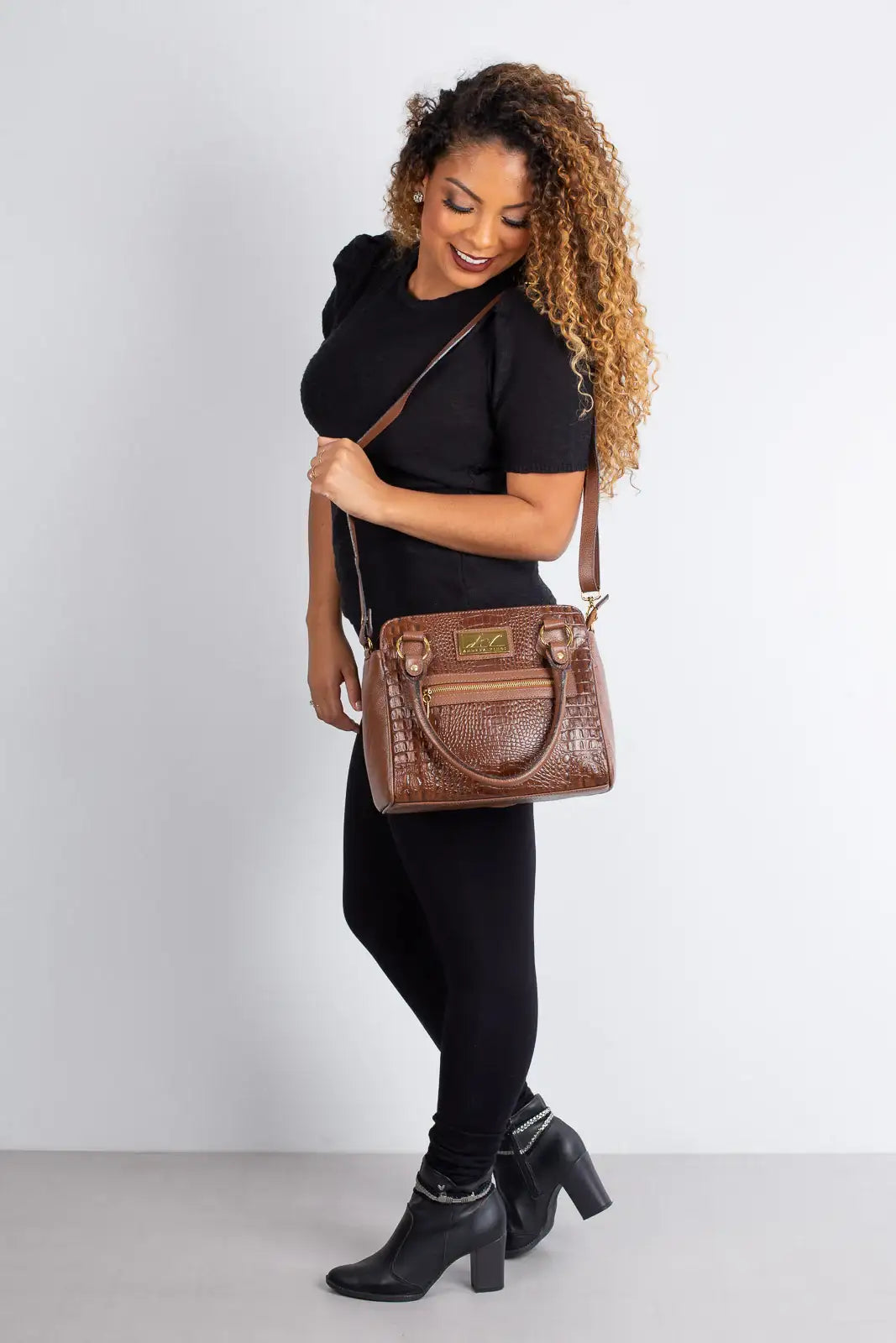 Bolsa de couro croco Amélia - Enluaze