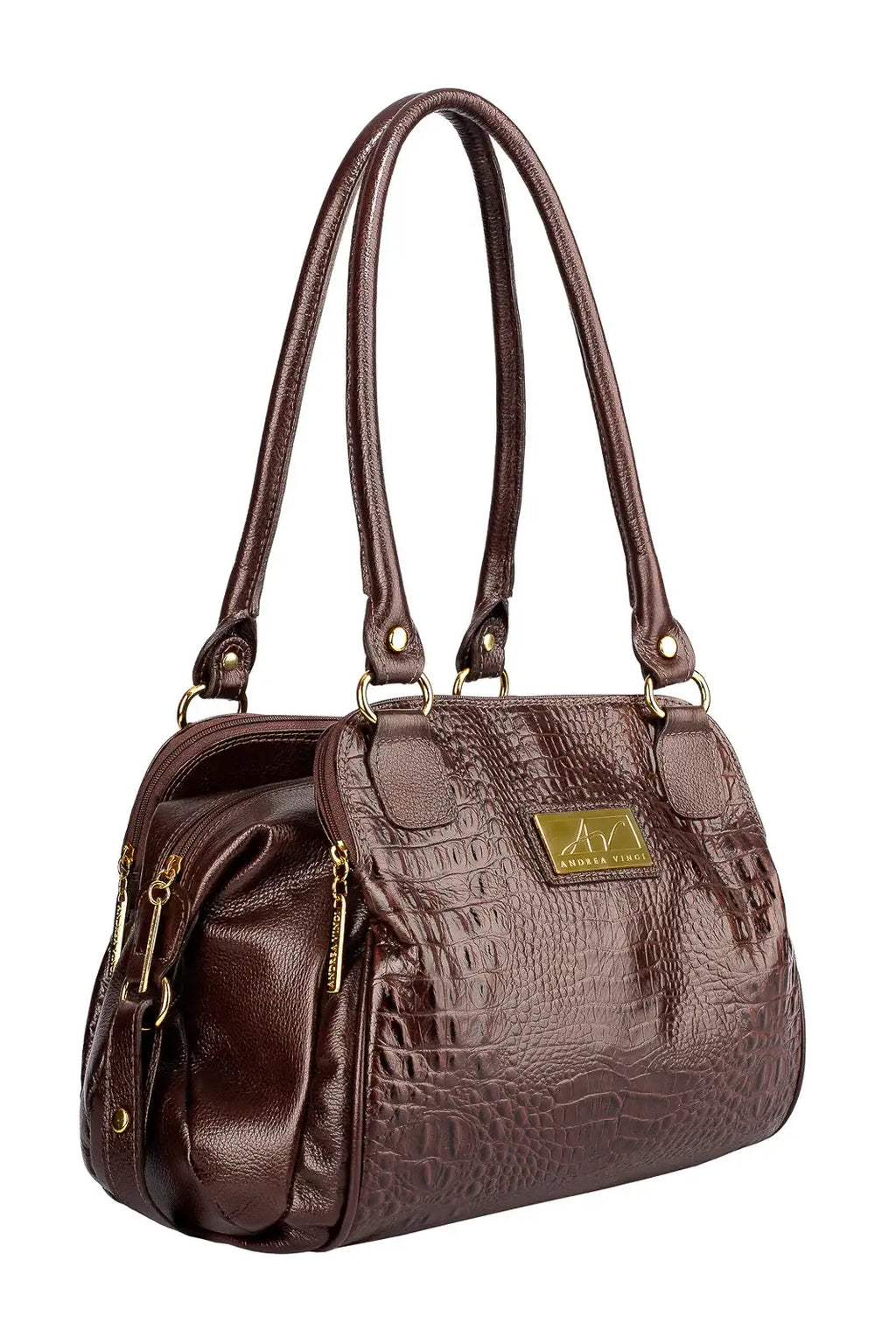 Bolsa de ombro em couro croco Simone - Enluaze