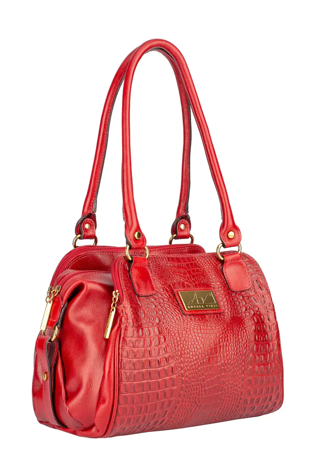 Bolsa de ombro em couro croco Simone - Enluaze