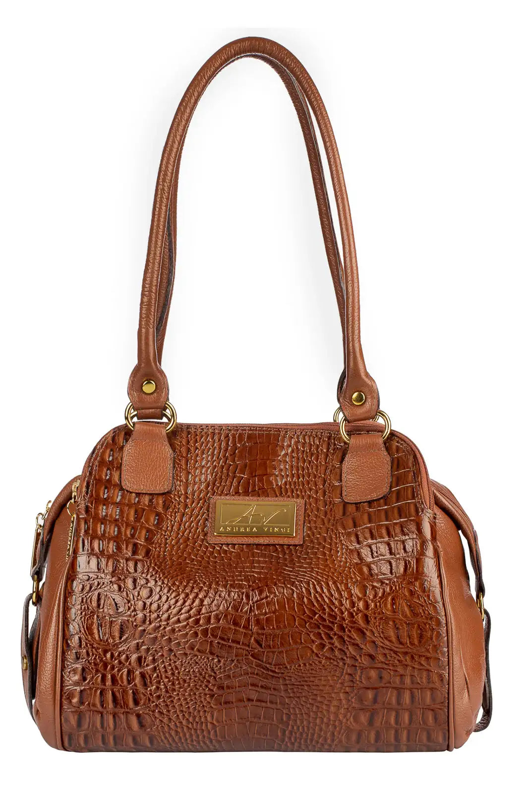 Bolsa de ombro em couro croco Simone - Enluaze