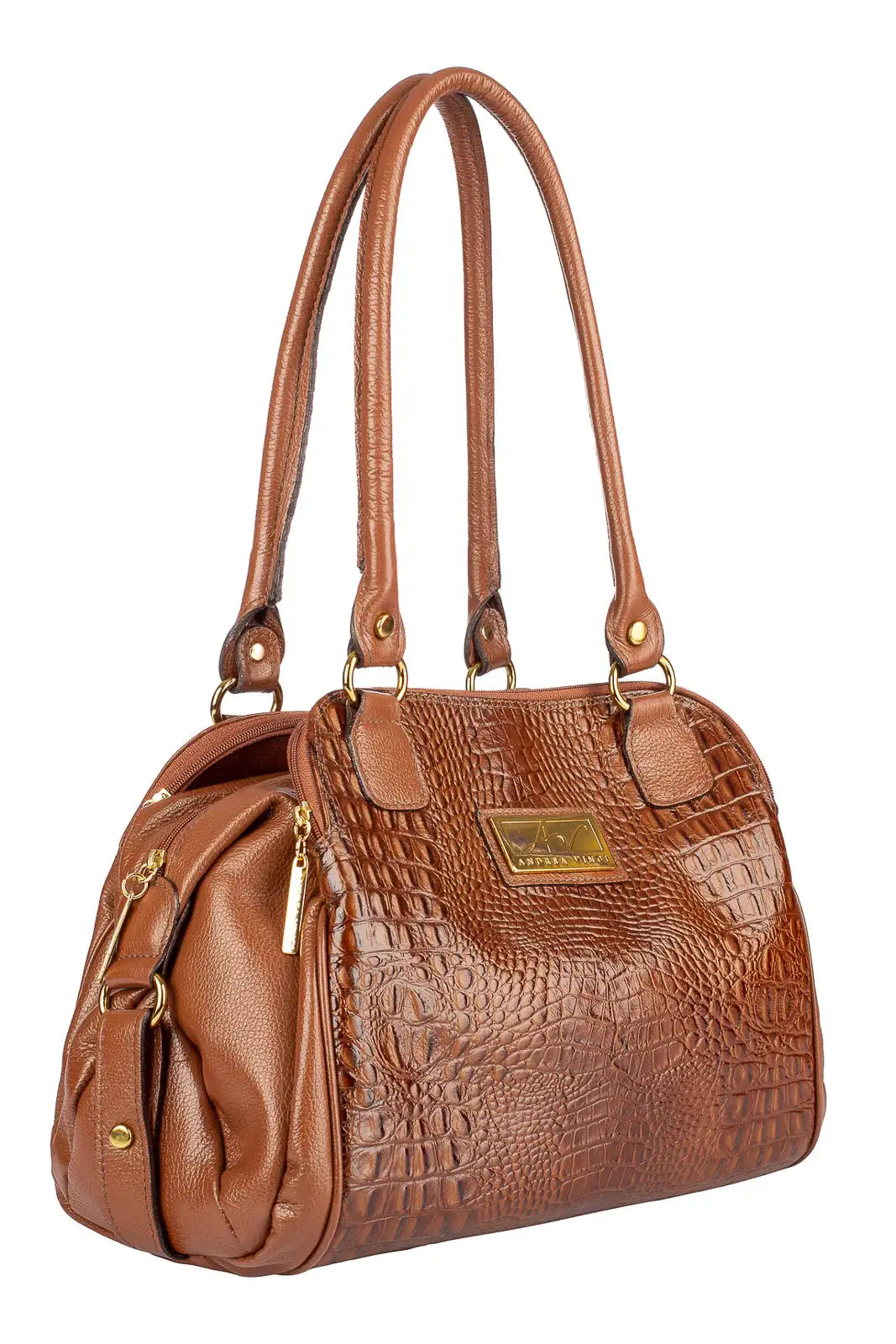 Bolsa de ombro em couro croco Simone - Enluaze