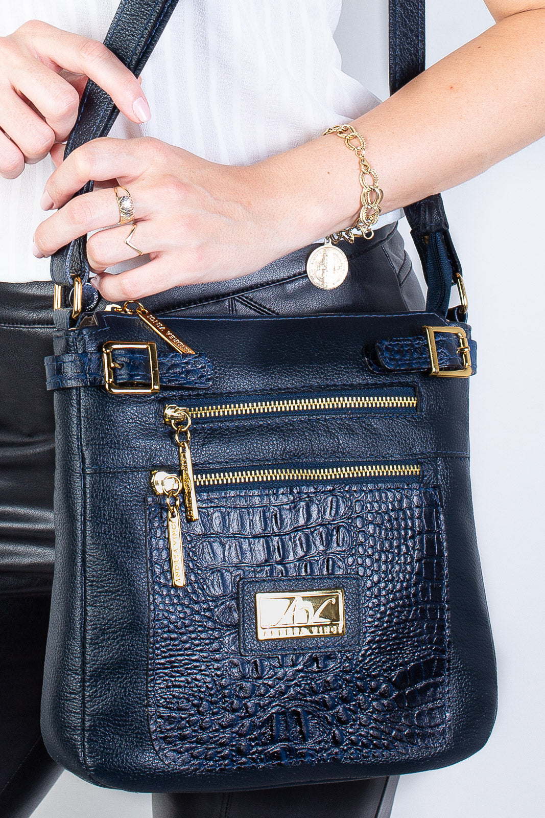 Bolsa Transversal de couro croco Chloe - Enluaze