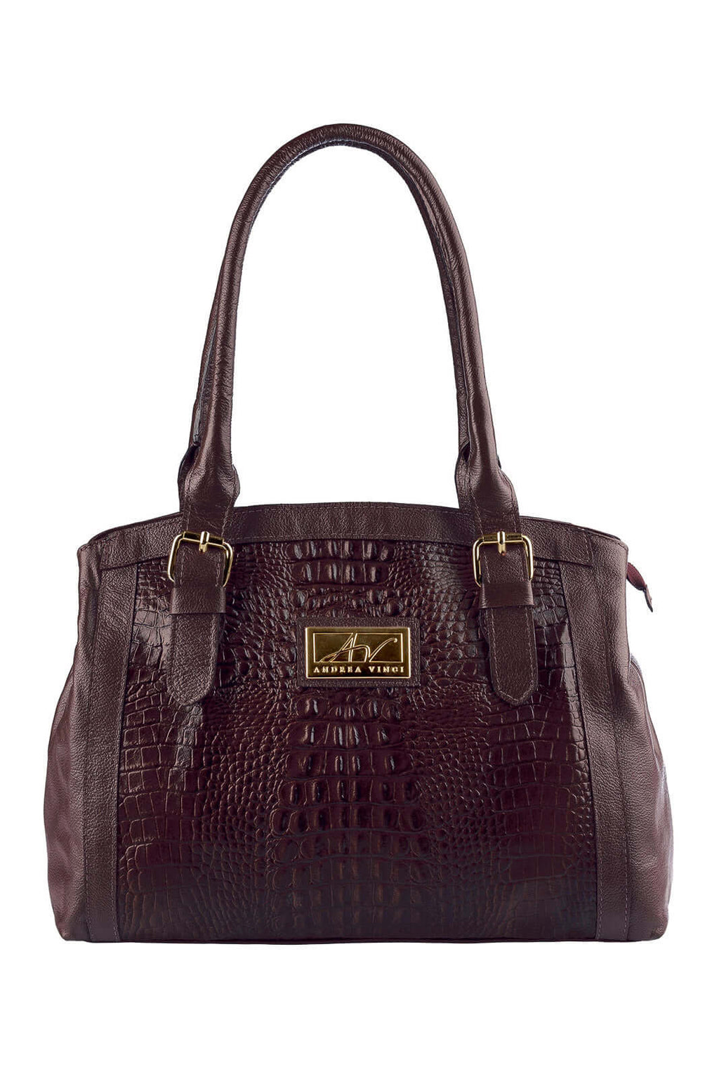 Bolsa de ombro em couro croco Sônia - Enluaze