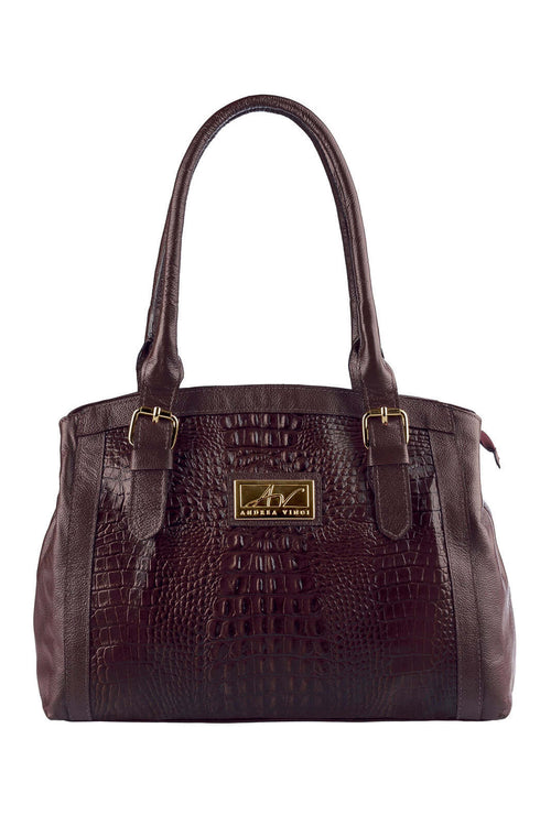 Bolsa de ombro em couro croco Sônia - Enluaze