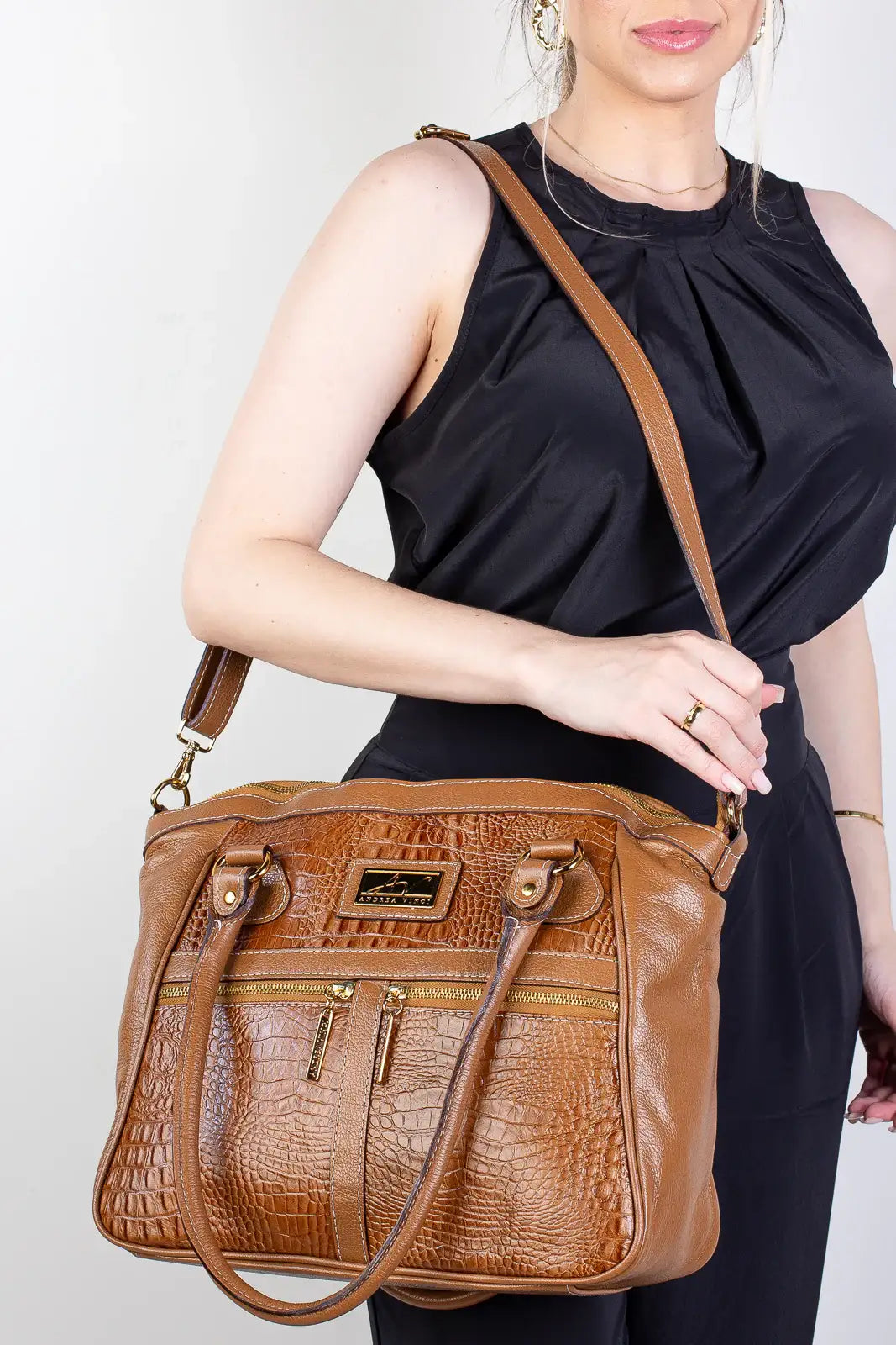 Bolsa de couro croco Luana - Enluaze