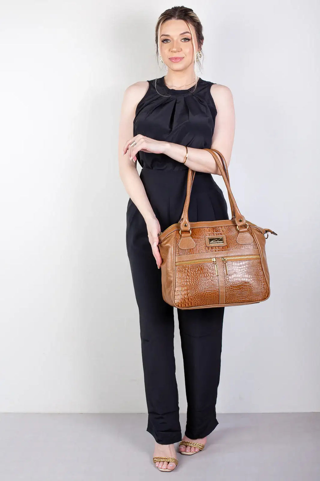 Bolsa de couro croco Luana - Enluaze