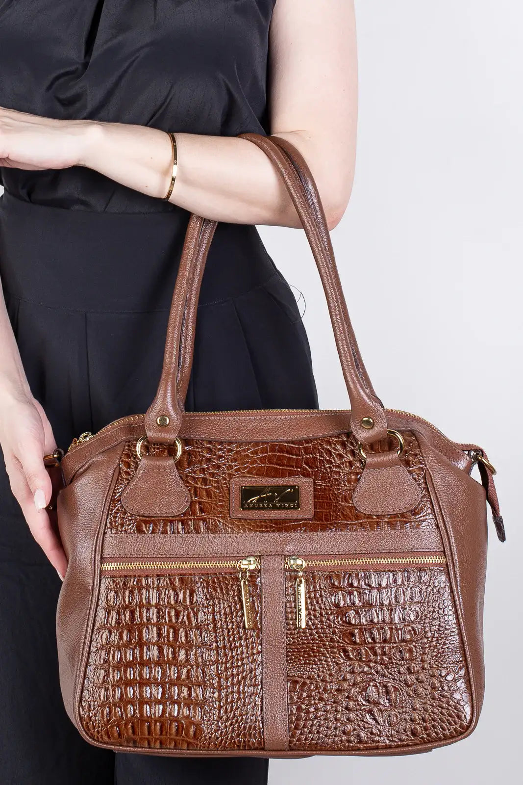 Bolsa de couro croco Luana - Enluaze