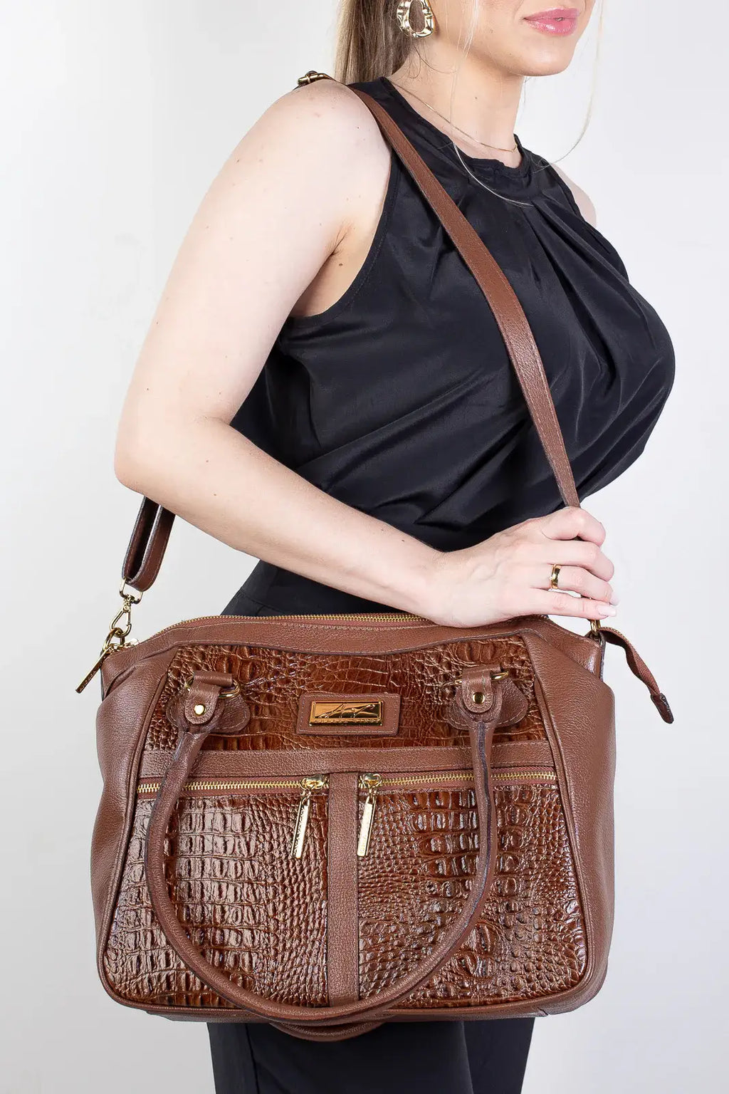 Bolsa de couro croco Luana - Enluaze