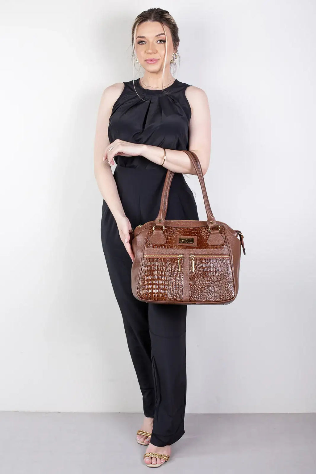 Bolsa de couro croco Luana - Enluaze