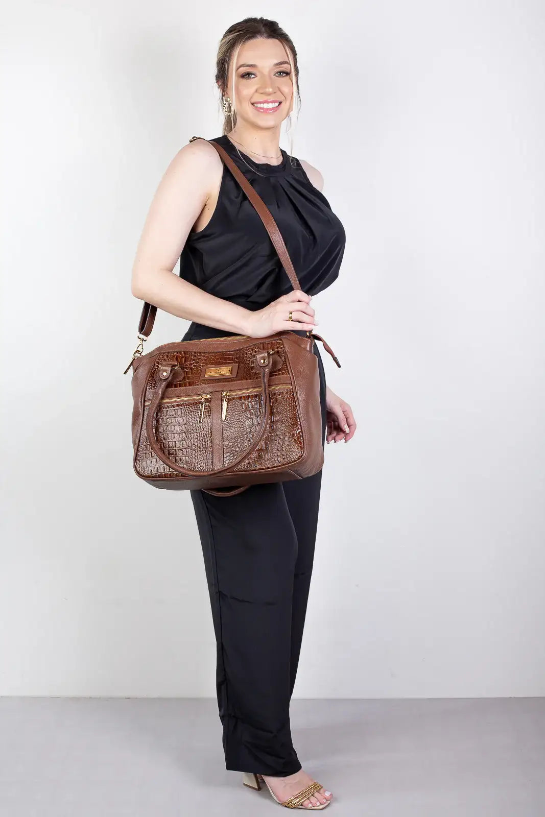 Bolsa de couro croco Luana - Enluaze