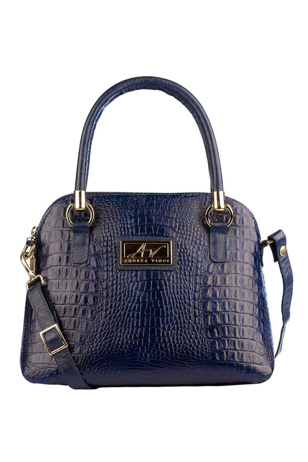 Bolsa baú de couro croco Donna - Enluaze