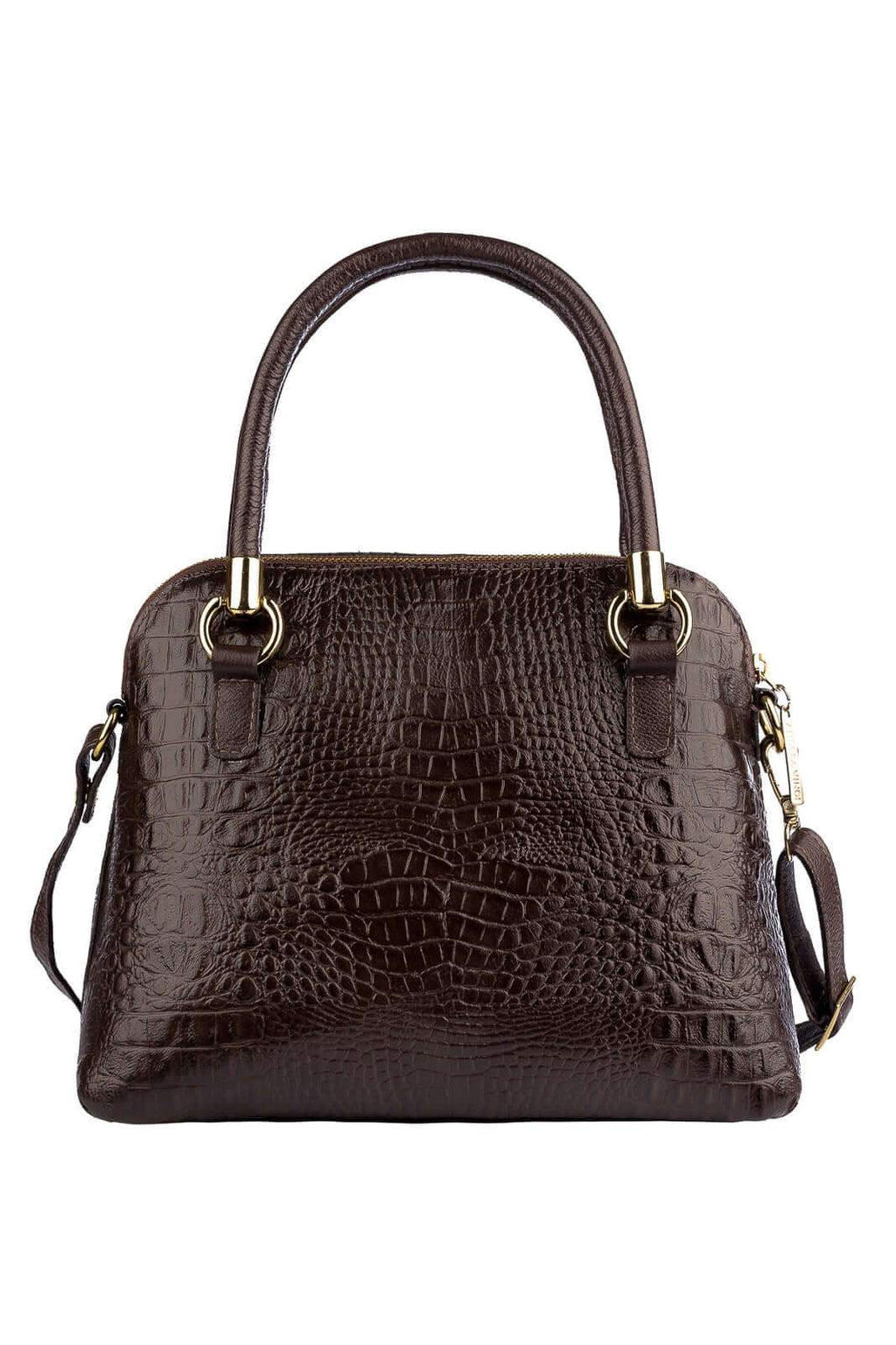 Bolsa baú de couro croco Donna - Enluaze