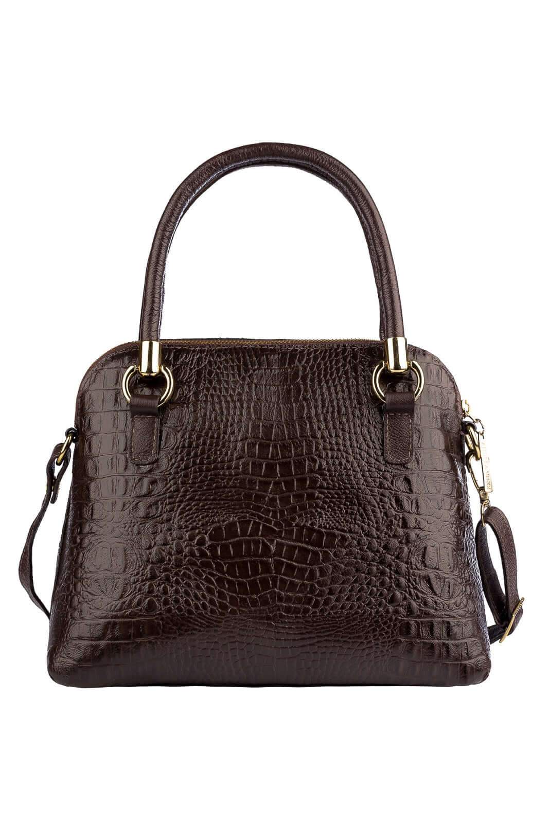 Bolsa baú de couro croco Donna - Enluaze