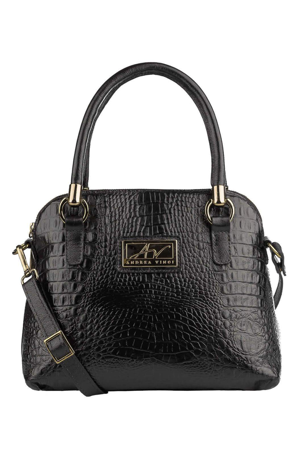 Bolsa baú de couro croco Donna - Enluaze