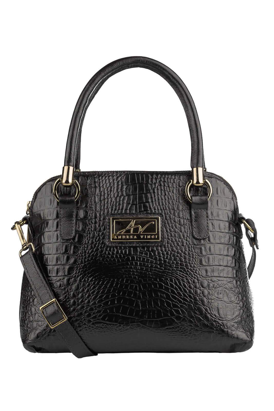 Bolsa baú de couro croco Donna - Enluaze