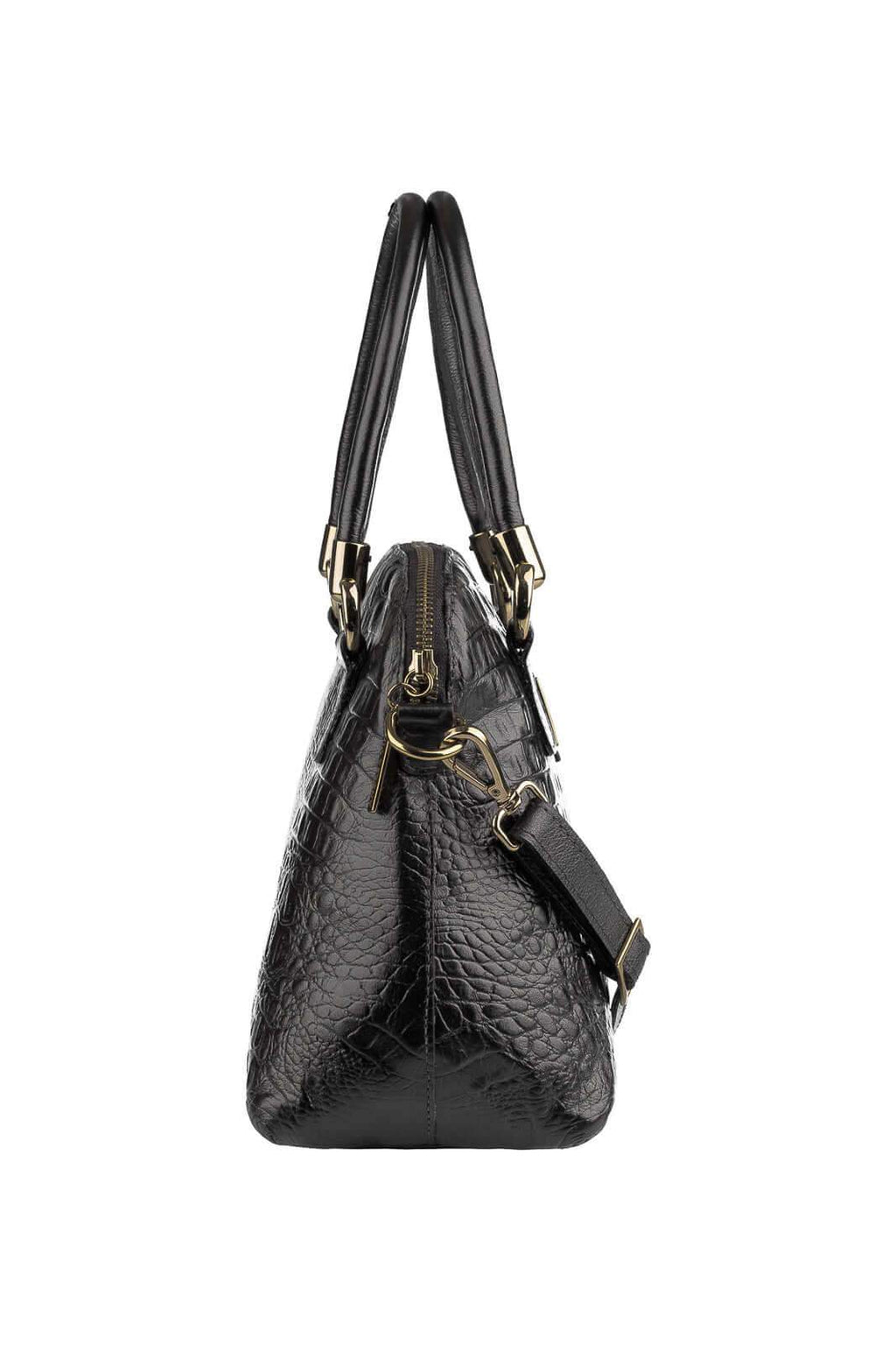 Bolsa baú de couro croco Donna - Enluaze