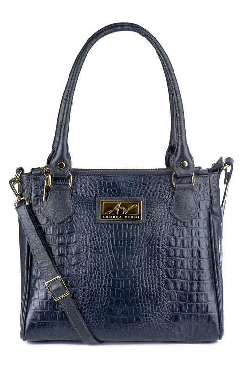 Bolsa de couro com divisórias croco Tiffy - Enluaze