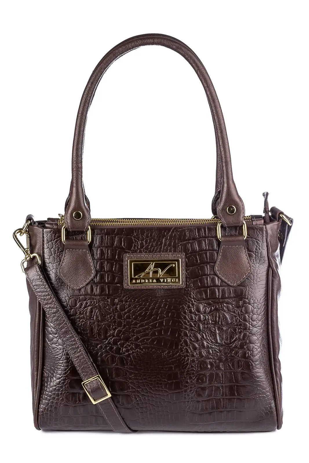 Bolsa de couro com divisórias croco Tiffy - Enluaze