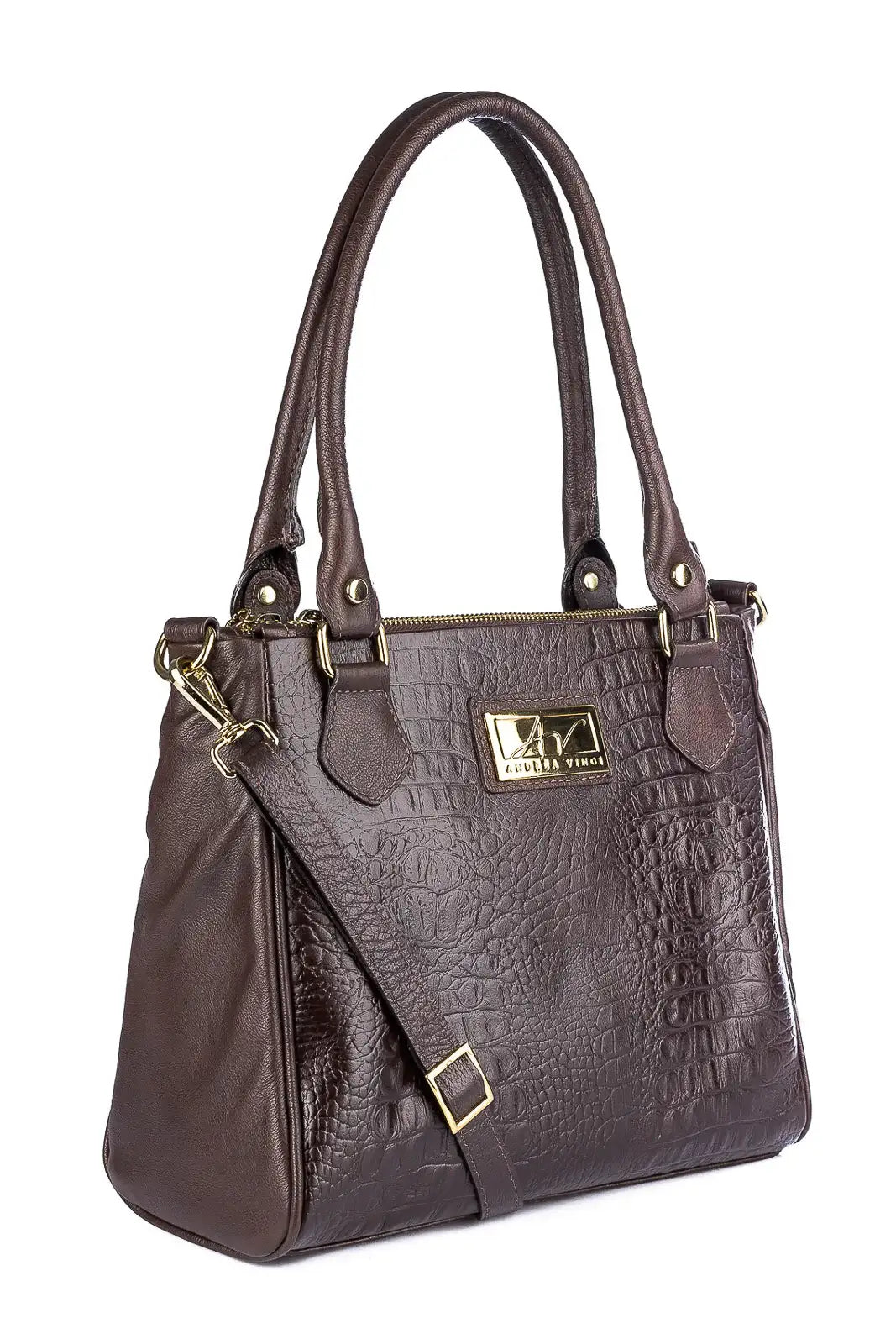 Bolsa de couro com divisórias croco Tiffy - Enluaze