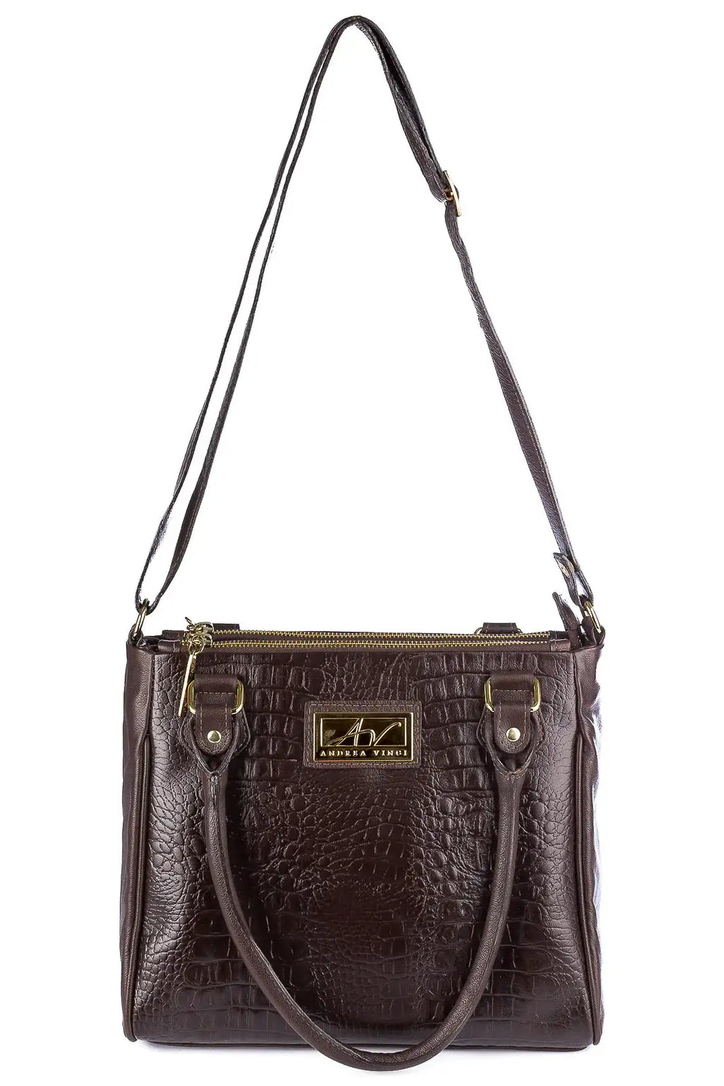 Bolsa de couro com divisórias croco Tiffy - Enluaze