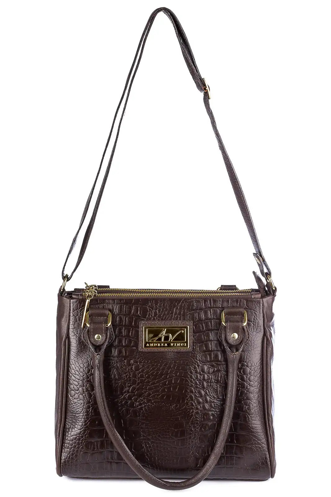 Bolsa de couro com divisórias croco Tiffy - Enluaze