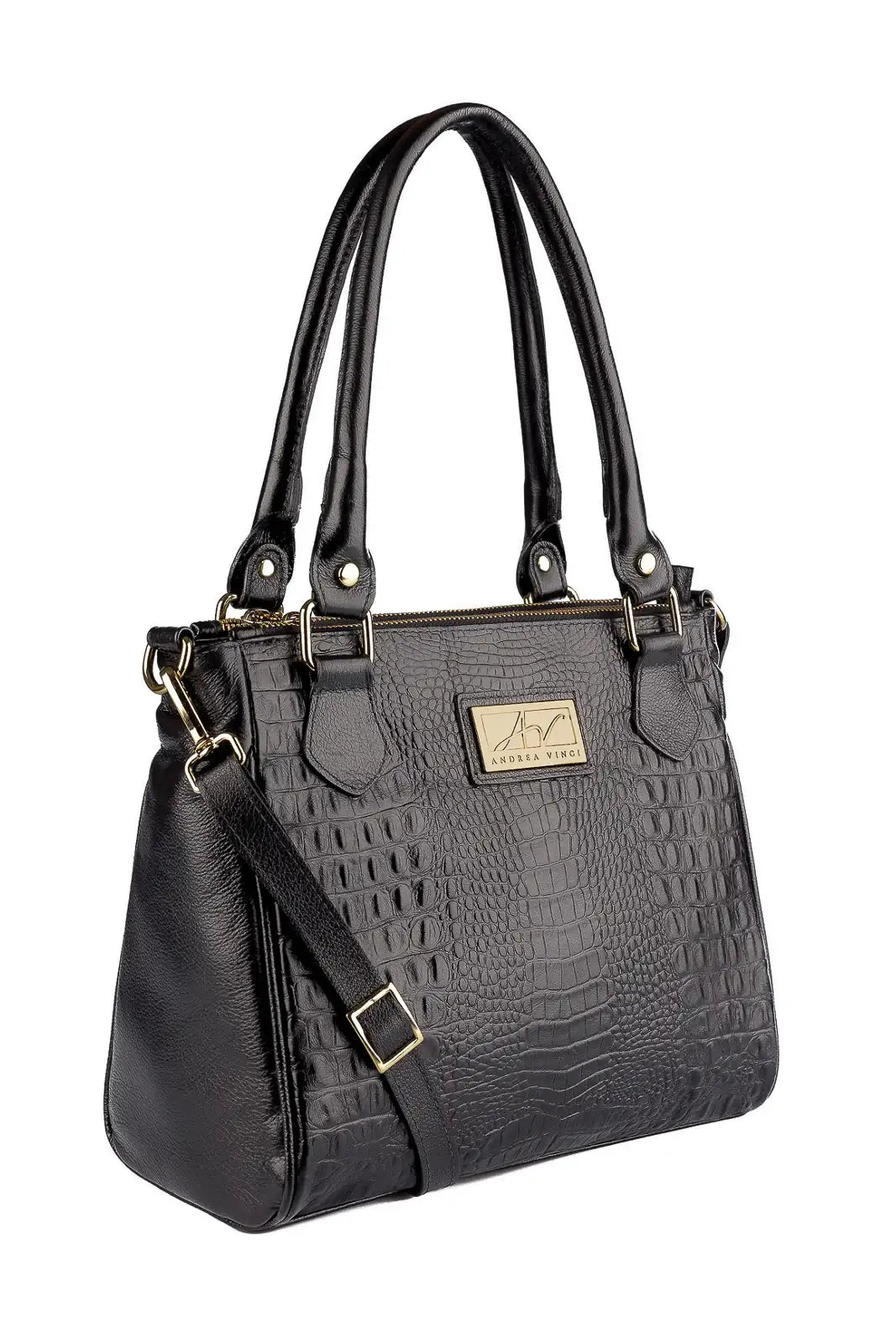 Bolsa de couro com divisórias croco Tiffy - Enluaze