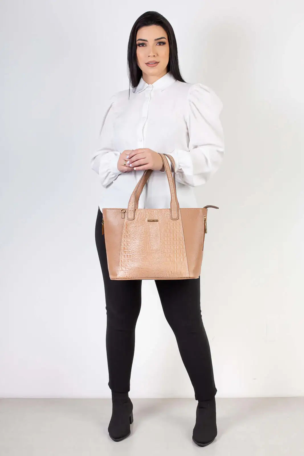 Bolsa feminina de couro croco Audrey - Enluaze