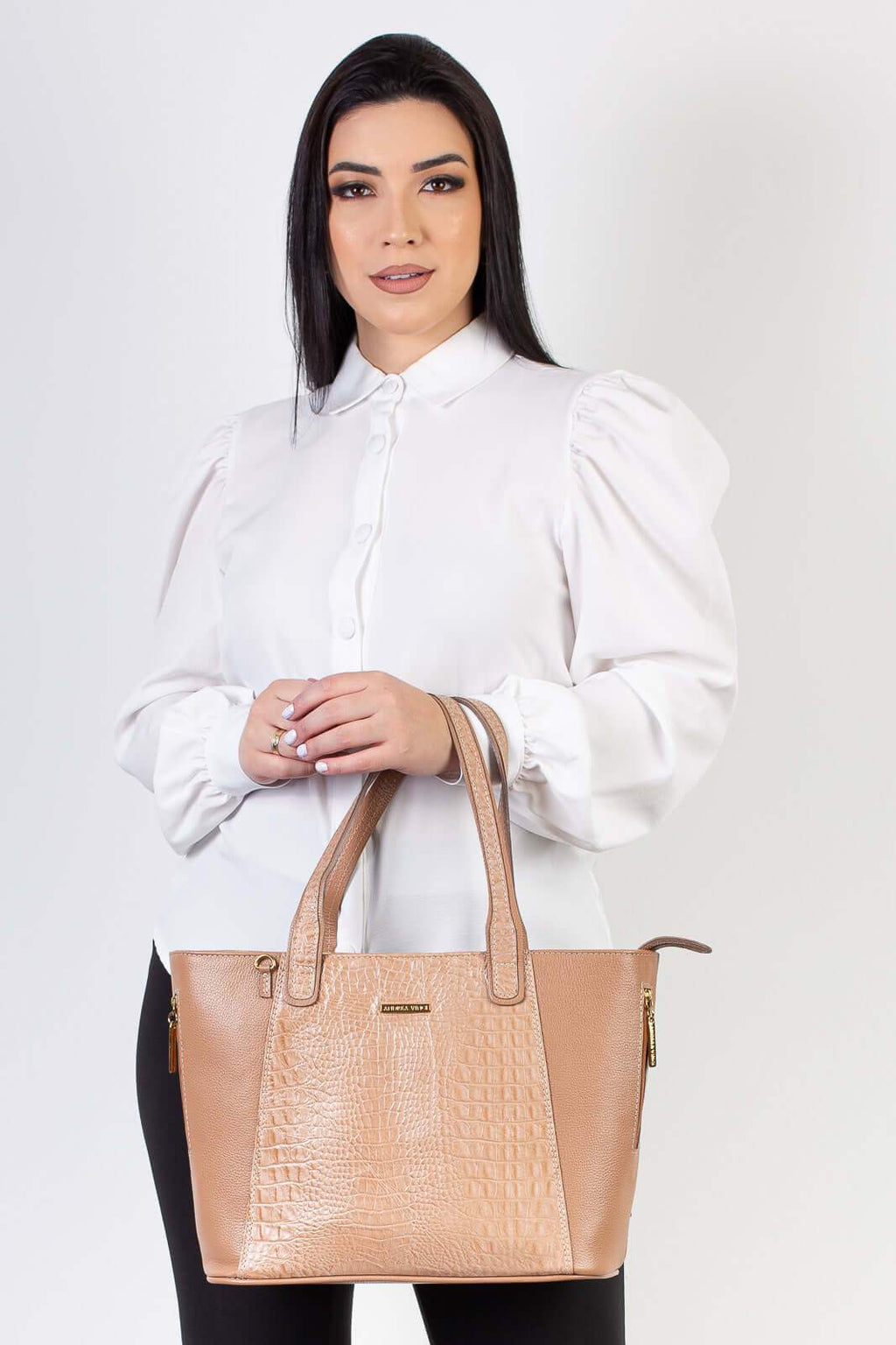 Bolsa feminina de couro croco Audrey - Enluaze