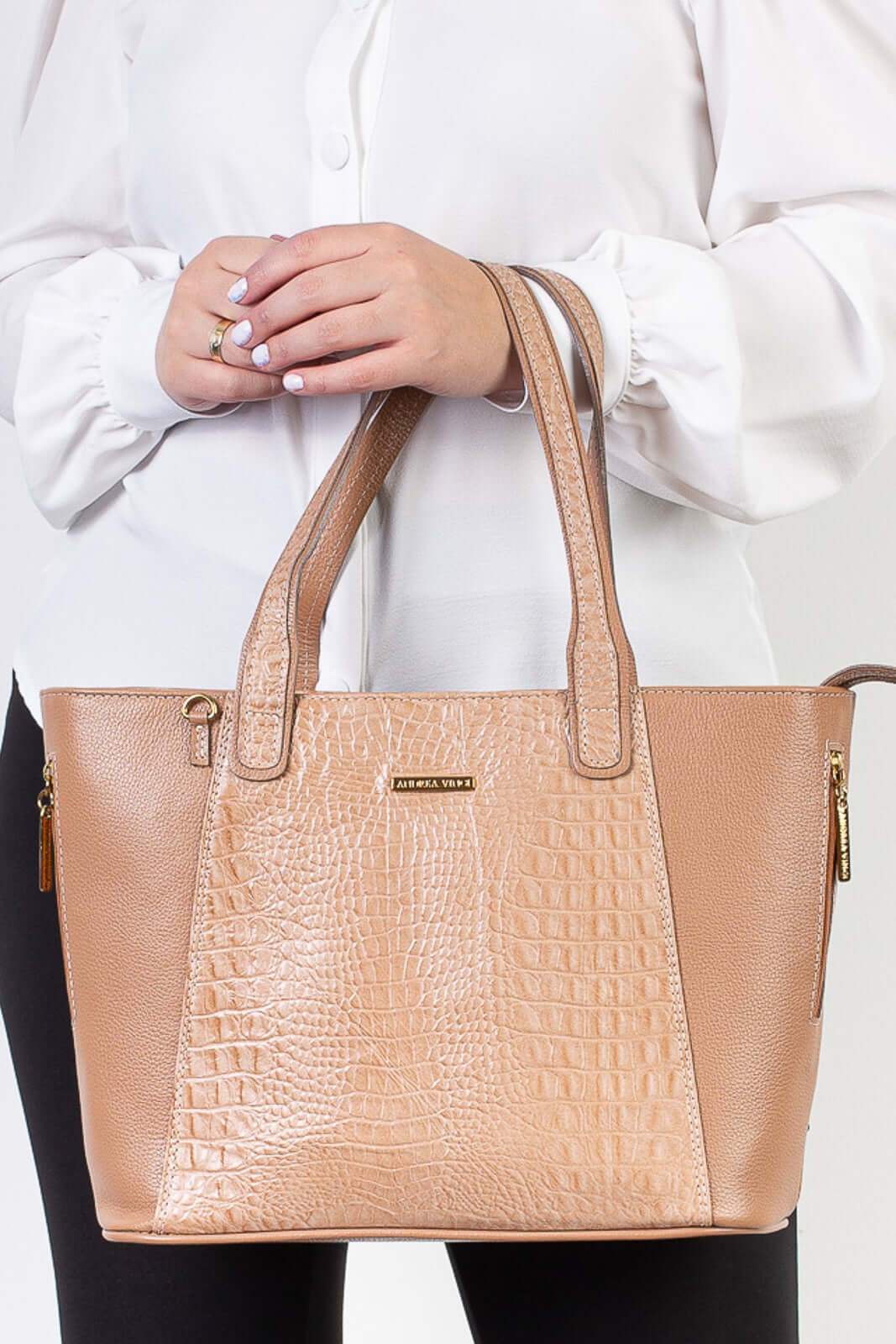 Bolsa feminina de couro croco Audrey - Enluaze