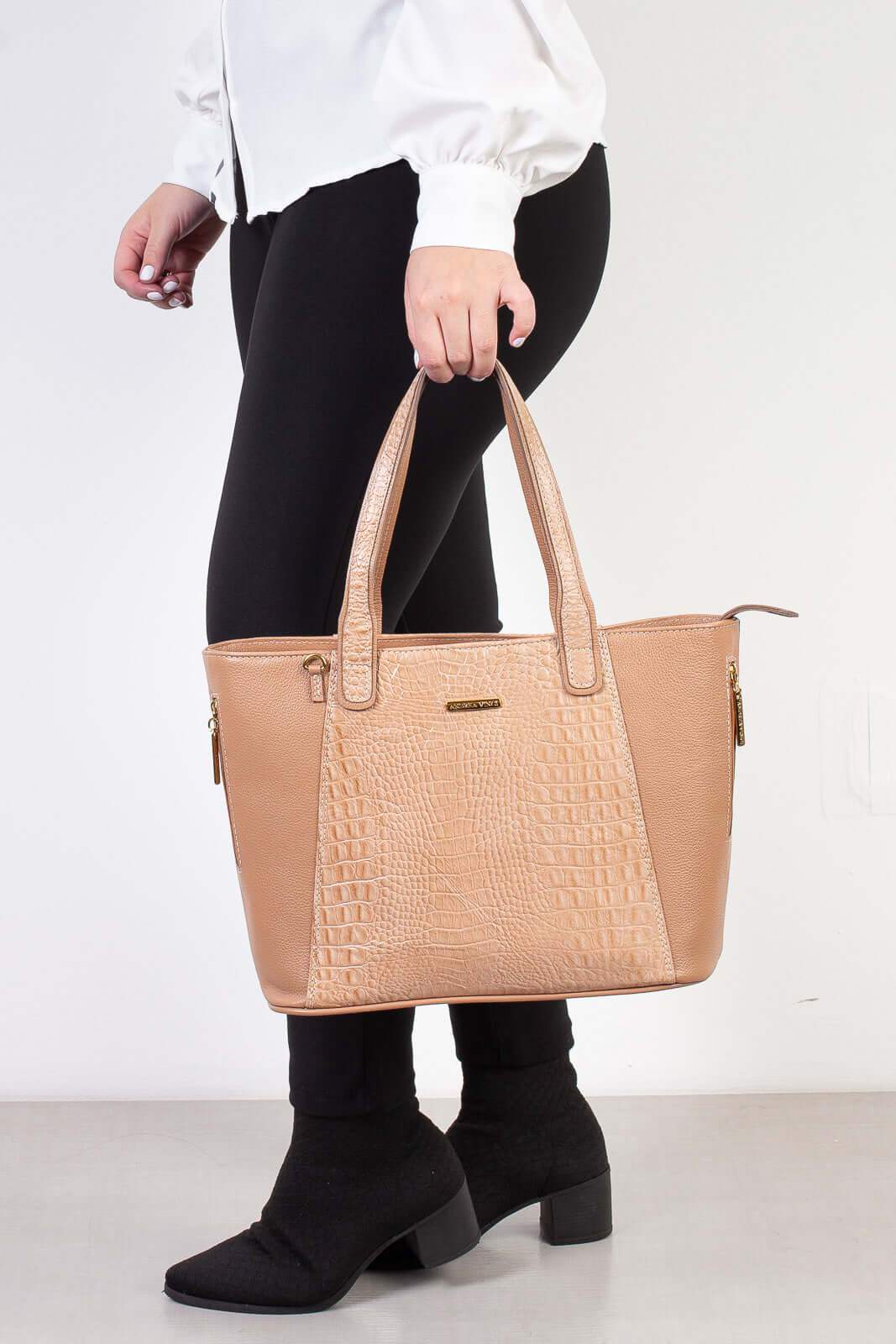 Bolsa feminina de couro croco Audrey - Enluaze