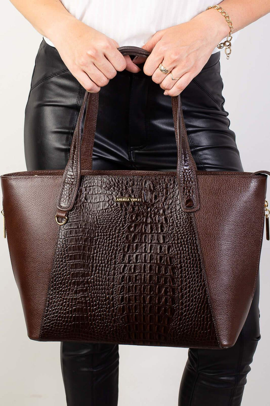 Bolsa feminina de couro croco Audrey - Enluaze