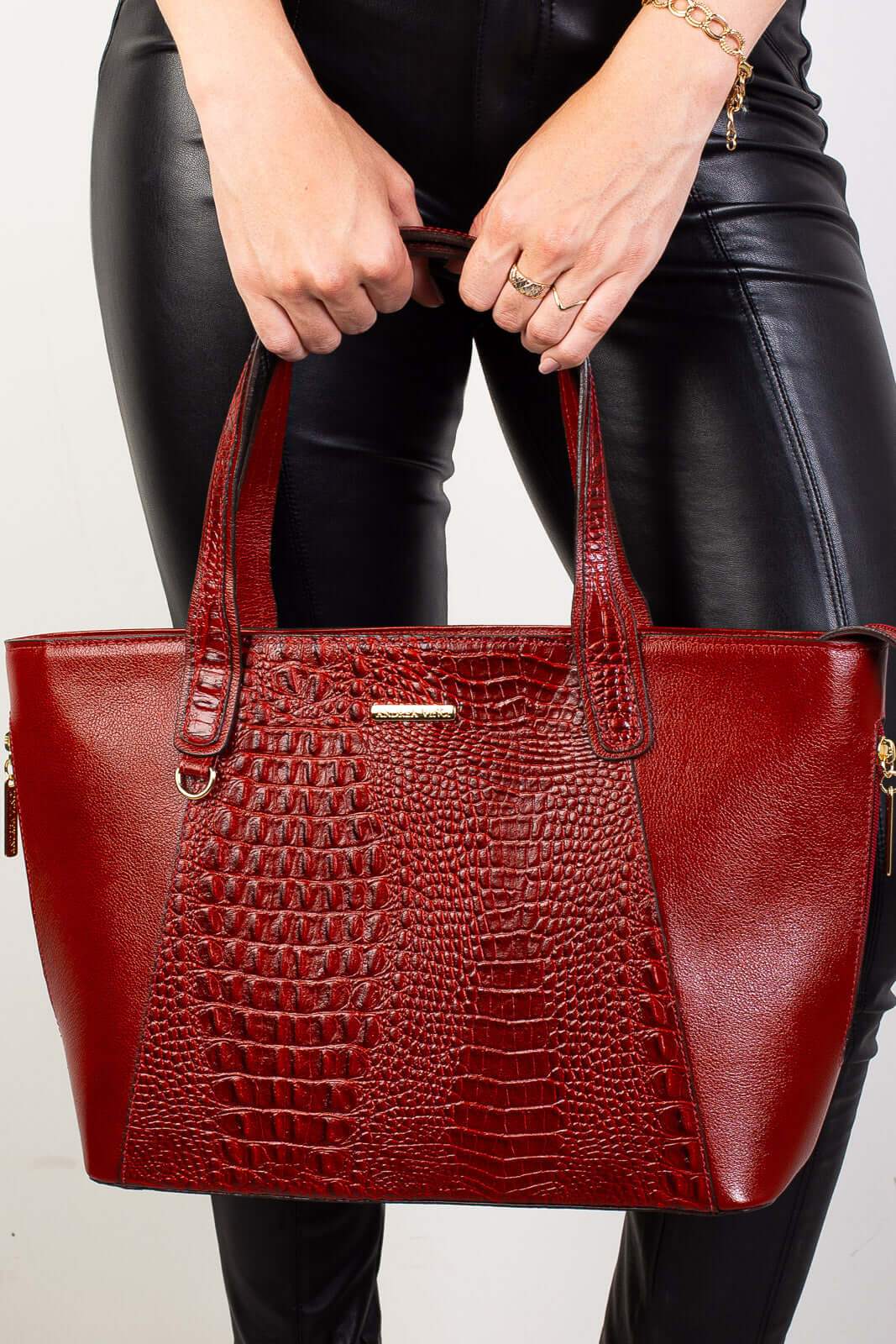 Bolsa feminina de couro croco Audrey - Enluaze