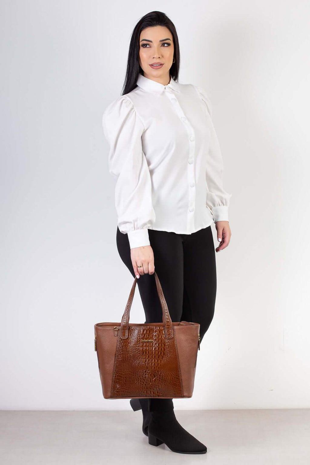 Bolsa feminina de couro croco Audrey - Enluaze