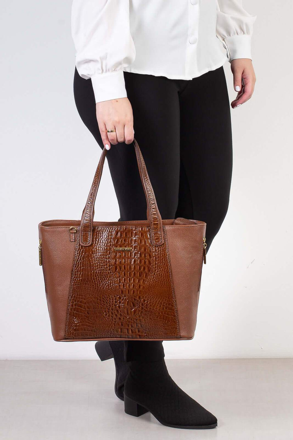 Bolsa feminina de couro croco Audrey - Enluaze