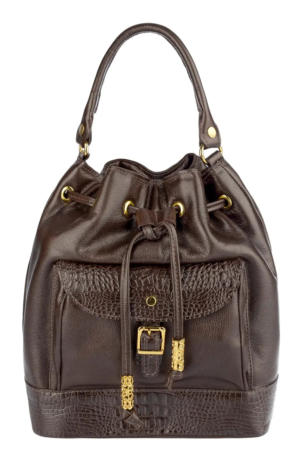 Bolsa saco em couro liso Natasha - Enluaze