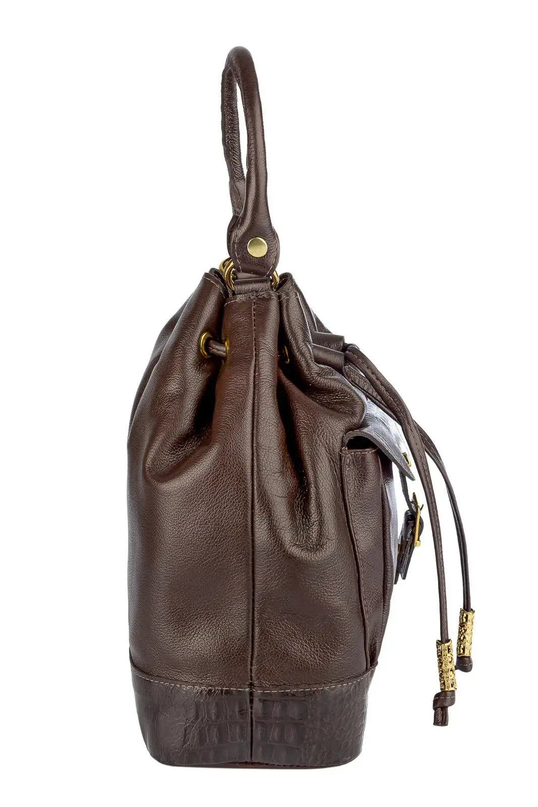 Bolsa saco em couro liso Natasha - Enluaze