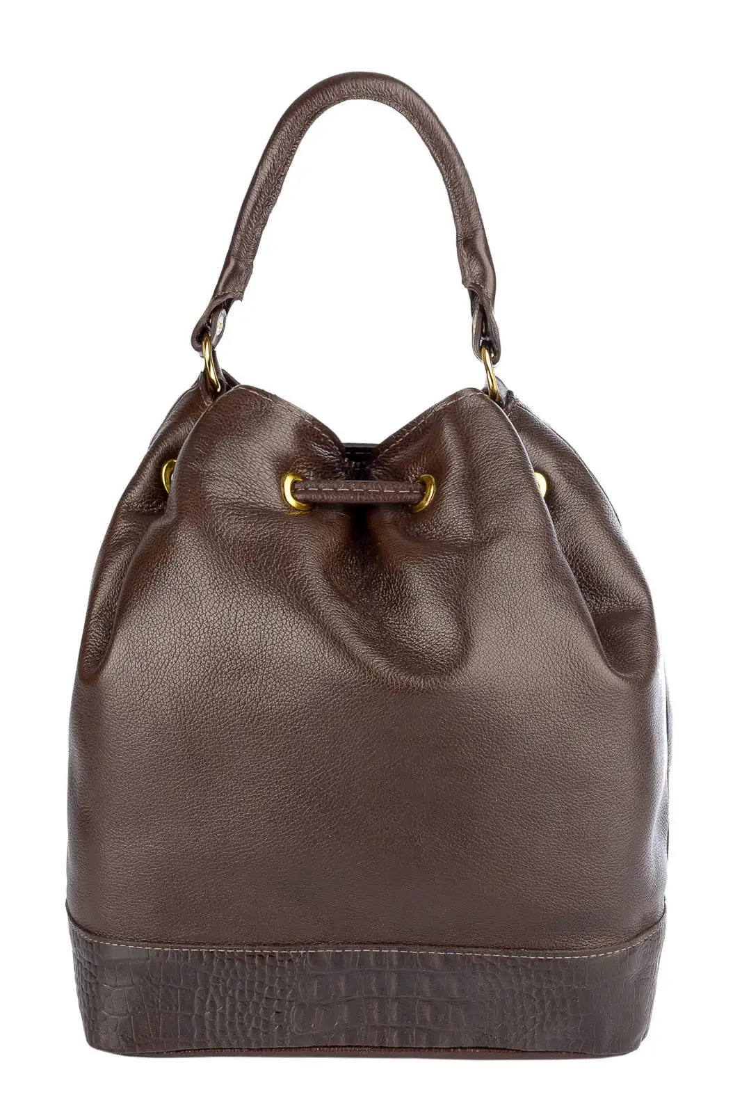 Bolsa saco em couro liso Natasha - Enluaze