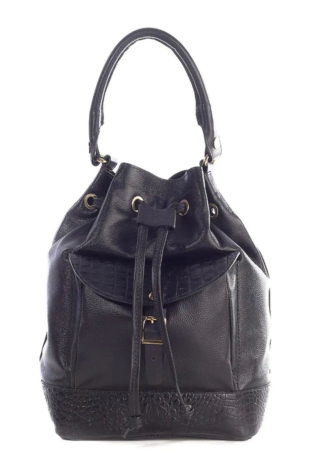 Bolsa saco em couro liso Natasha - Enluaze