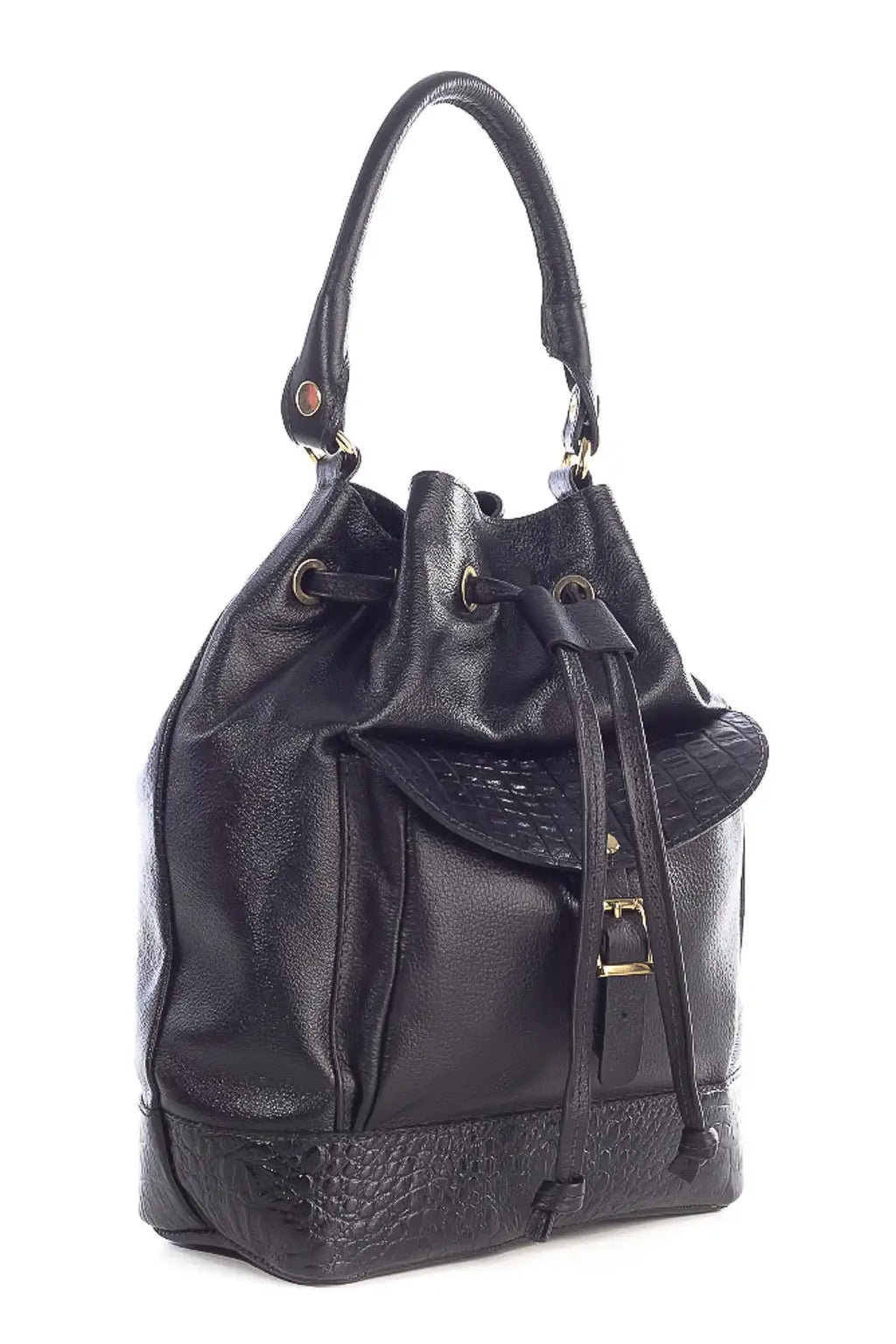 Bolsa saco em couro liso Natasha - Enluaze