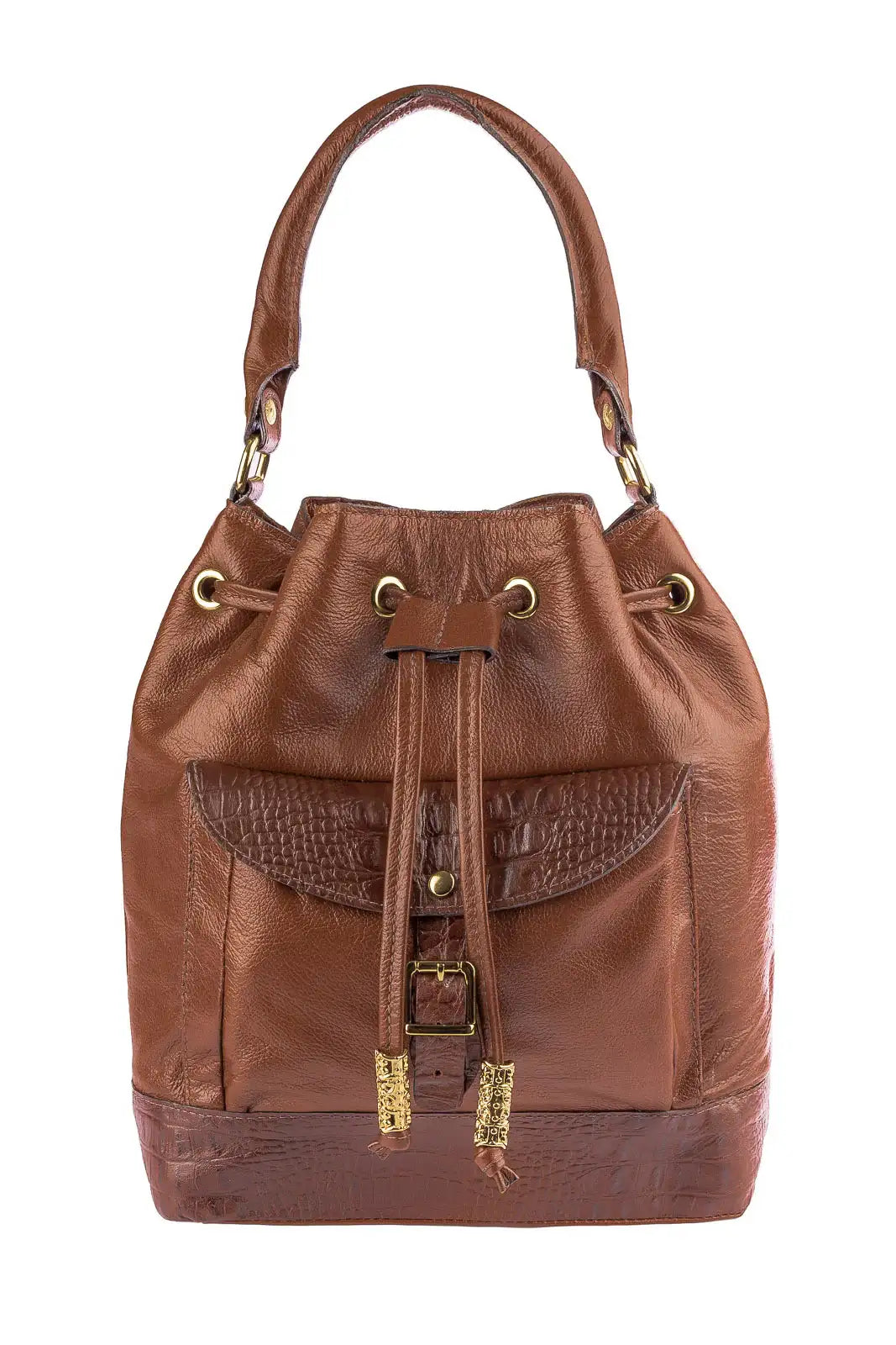 Bolsa saco em couro liso Natasha - Enluaze