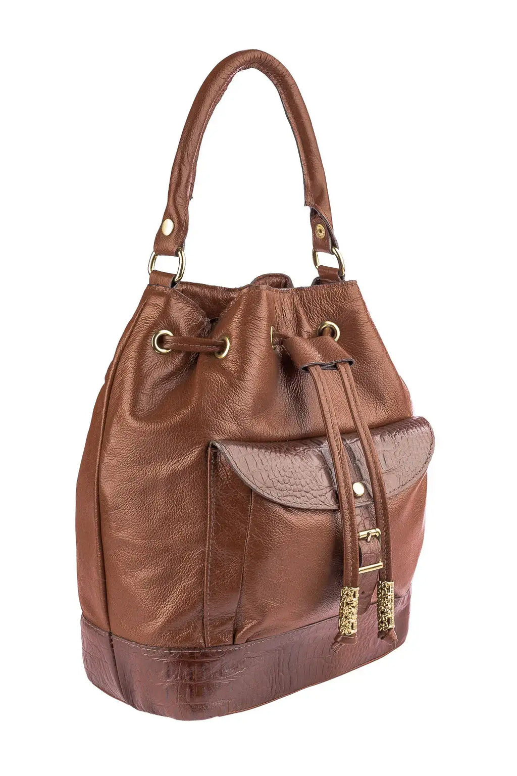 Bolsa saco em couro liso Natasha - Enluaze