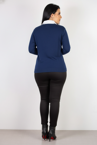 Suéter gola V feminino de tricô 60004