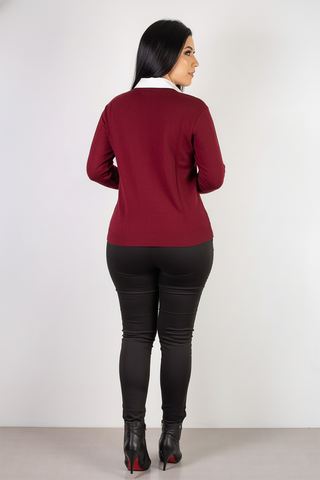 Suéter gola V feminino de tricô 60004