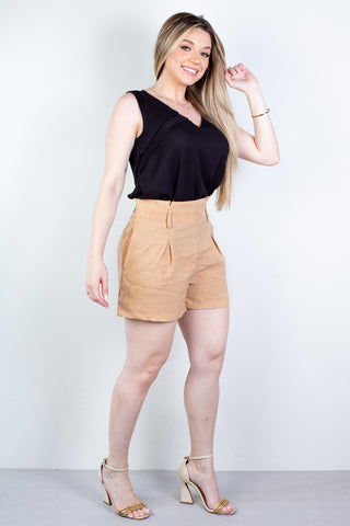 Short feminino alfaiataria com zíper 60010