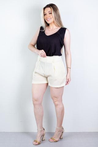 Short feminino alfaiataria com zíper 60010