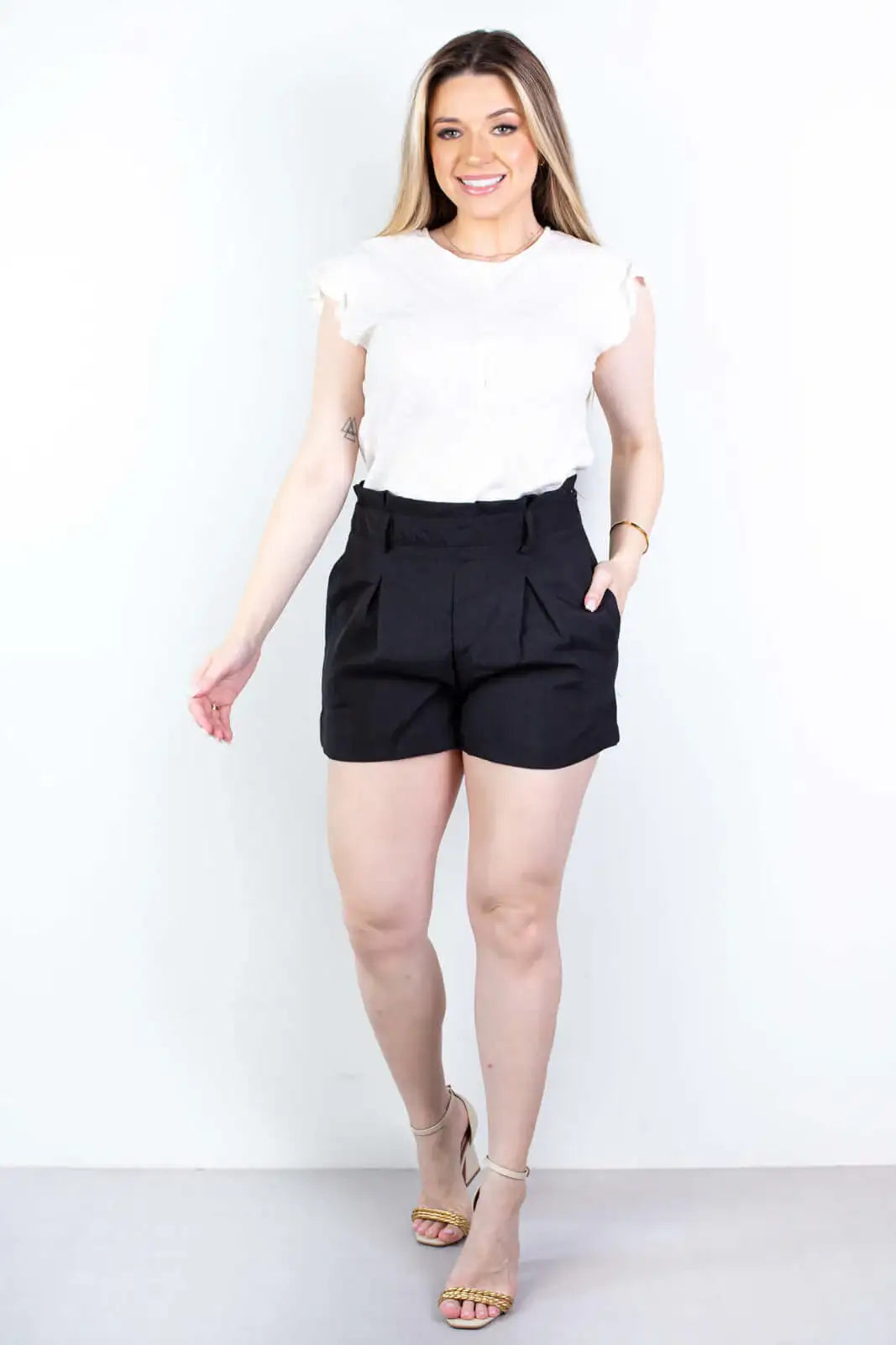 Short feminino alfaiataria com zíper 60010 - Enluaze