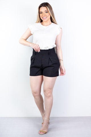 Short feminino alfaiataria com zíper 60010