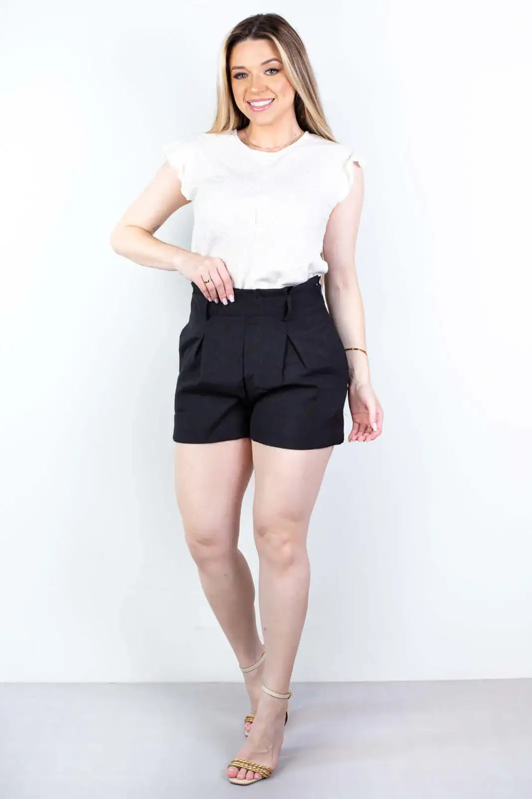 Short feminino alfaiataria com zíper 60010 - Enluaze